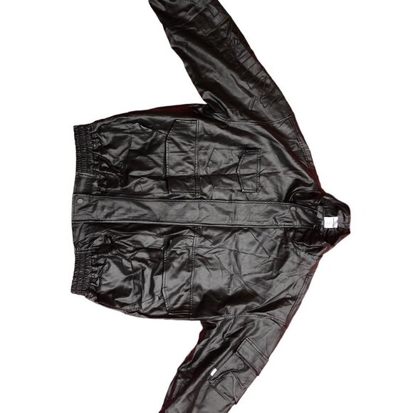 VINTAGE Nike Leather Jacket BIG LOGO Large Black - Picture 11 of 15